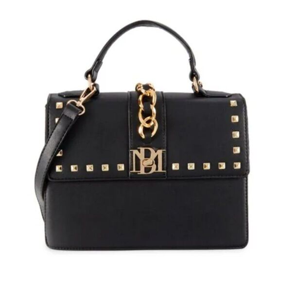 NWT Badgley Mischka Kelly Big Chain Crossbody Bag, Black/Gold - Picture 1 of 4